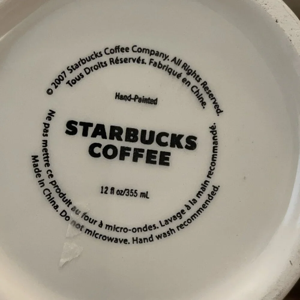 NEW W/ Acorn Charm Starbucks 2007 Ceramic Tree Leaves Coffee Mug Cup 12oz.‎ Tan
